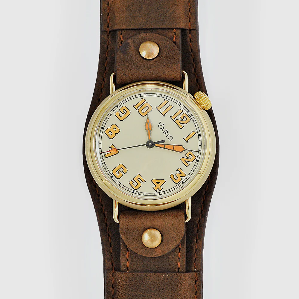 Vario 1918 Pilot Brass Cream Dial with Orange Lume Watch thumbnail 2