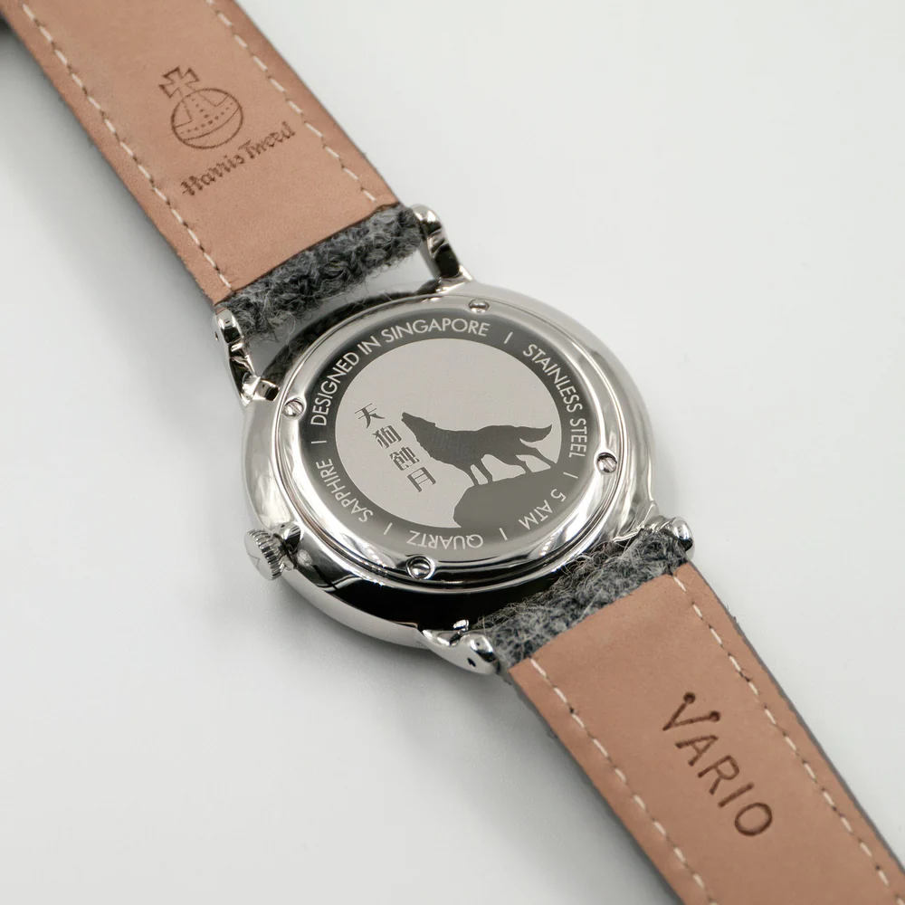 Vario Eclipse Ruby Red Sweeping Quartz Dress Watch on Harris Tweed Watch Strap thumbnail 2