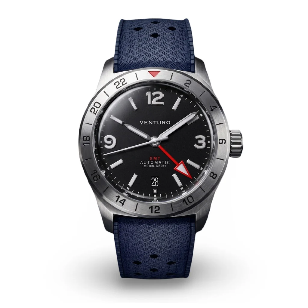 VENTURO Field Watch GMT w/ Date - Black Dial Blue Lume thumbnail 3