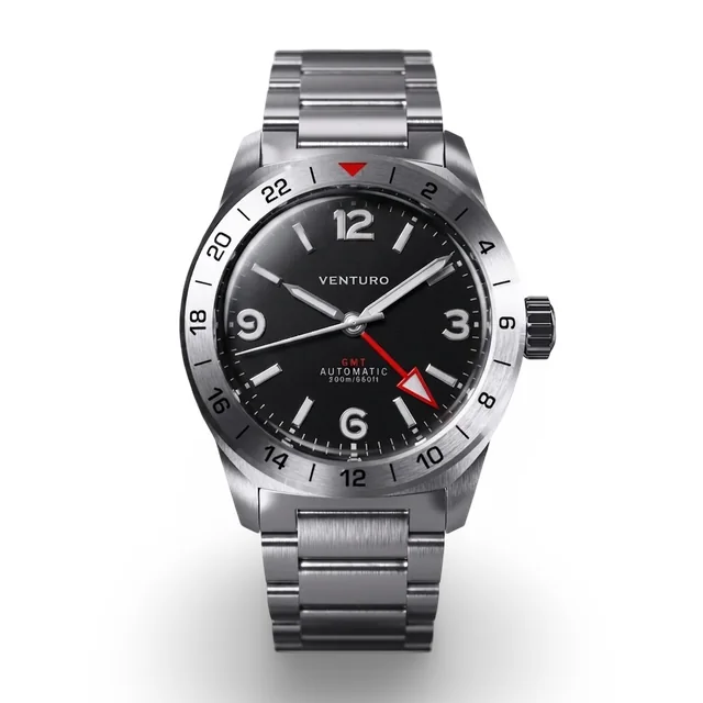 VENTURO Field Watch GMT - Black Dial Blue Lume