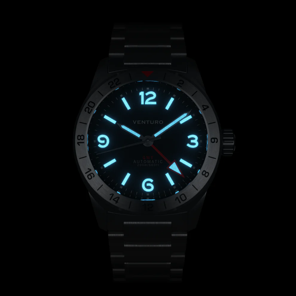 VENTURO Field Watch GMT - Black Dial Blue Lume thumbnail 2