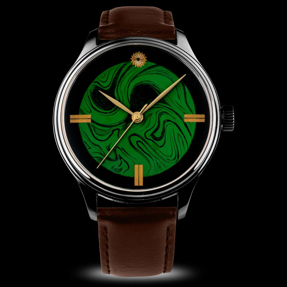 Black / Date / Black Dream Watch - Kawari Nuri Green Urushi Lacquer thumbnail 2