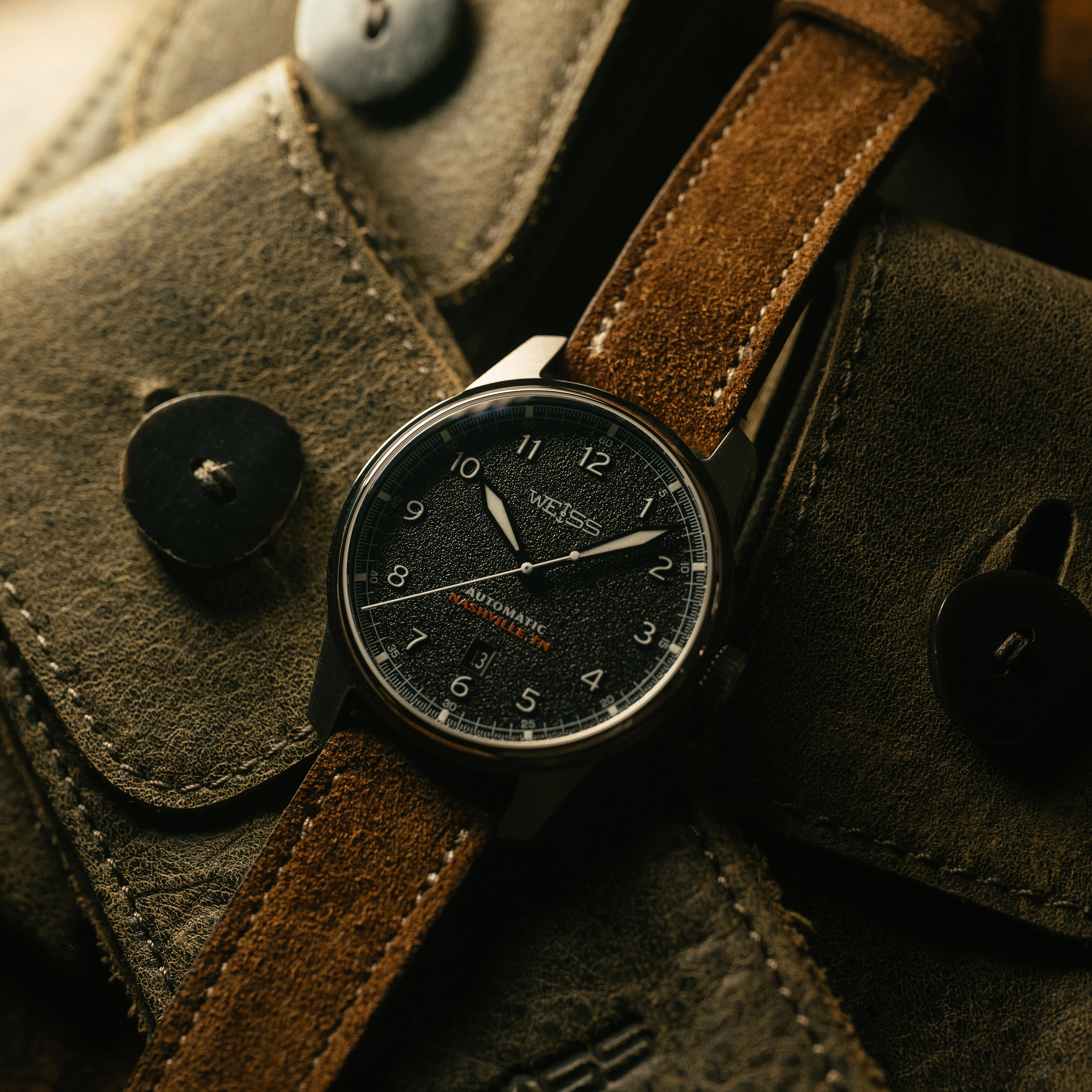 *Limited Edition* 42mm Automatic Standard Issue Field Watch with Date: Textured Black Dial thumbnail 4