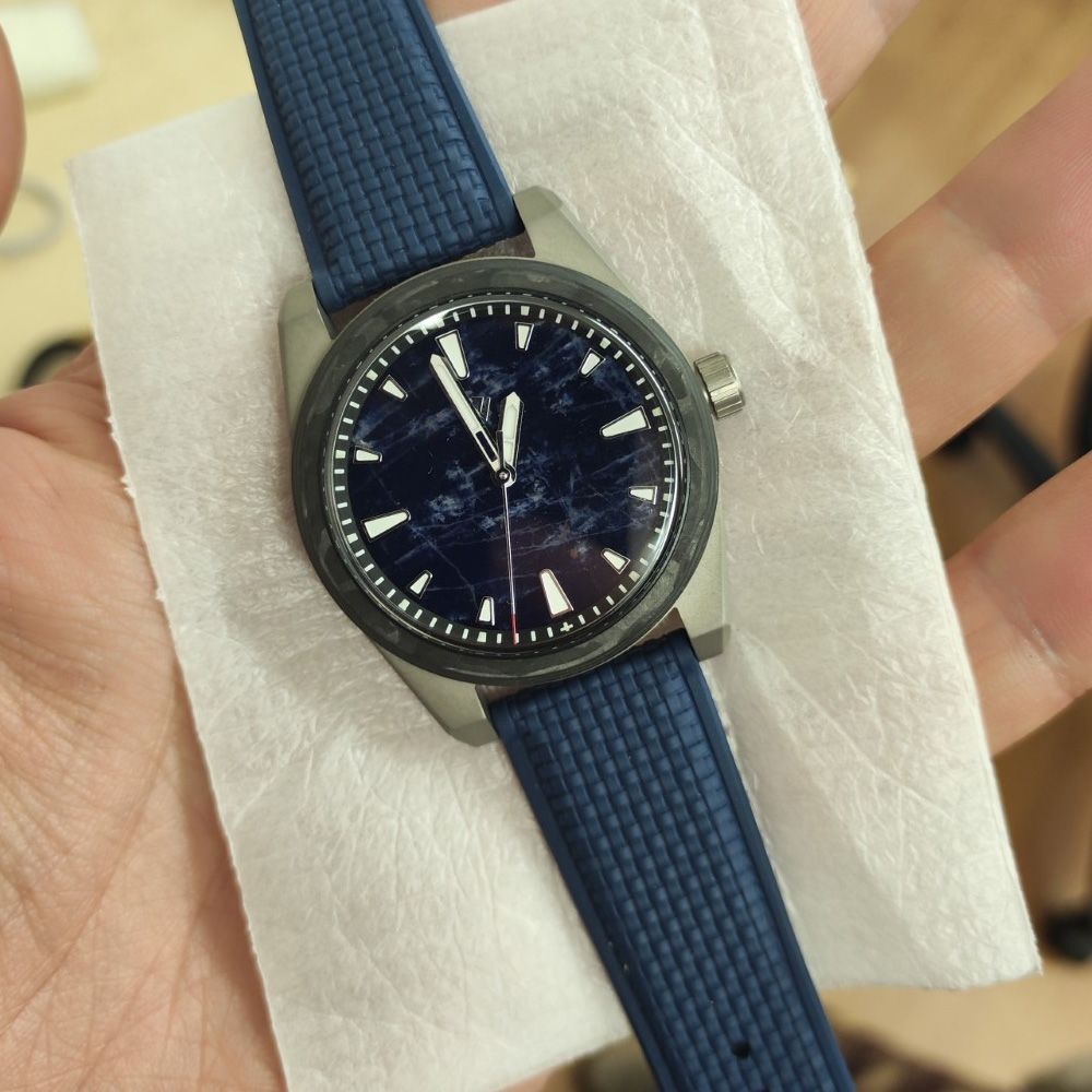 Basilea 39 mm Blue marble Dial, Grade 5 Titanium, Soprod M100