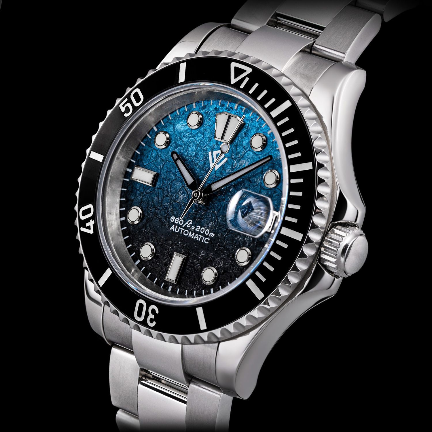 The Ocho - 40 mm diver watch automatic movement Blue texture dial