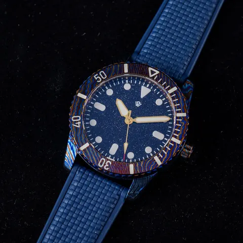 Timascus Pearl Diver V2 - Dark Blue Aventurine - 3D lume blocks(39 mm, 200 m)