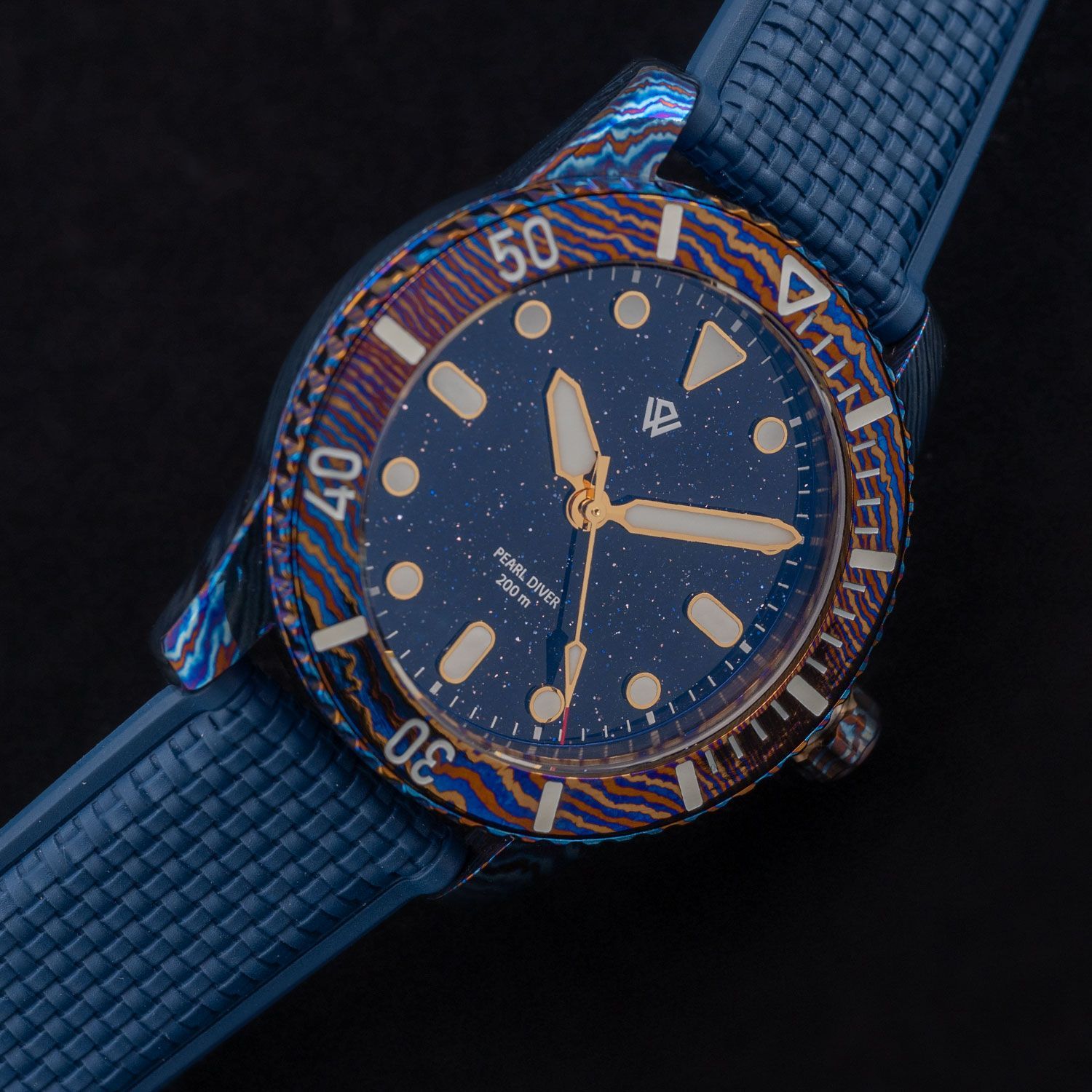 US STOCK Timascus Pearl Diver V2 - Dark Blue Aventurine (39 mm, 200 m) thumbnail 2