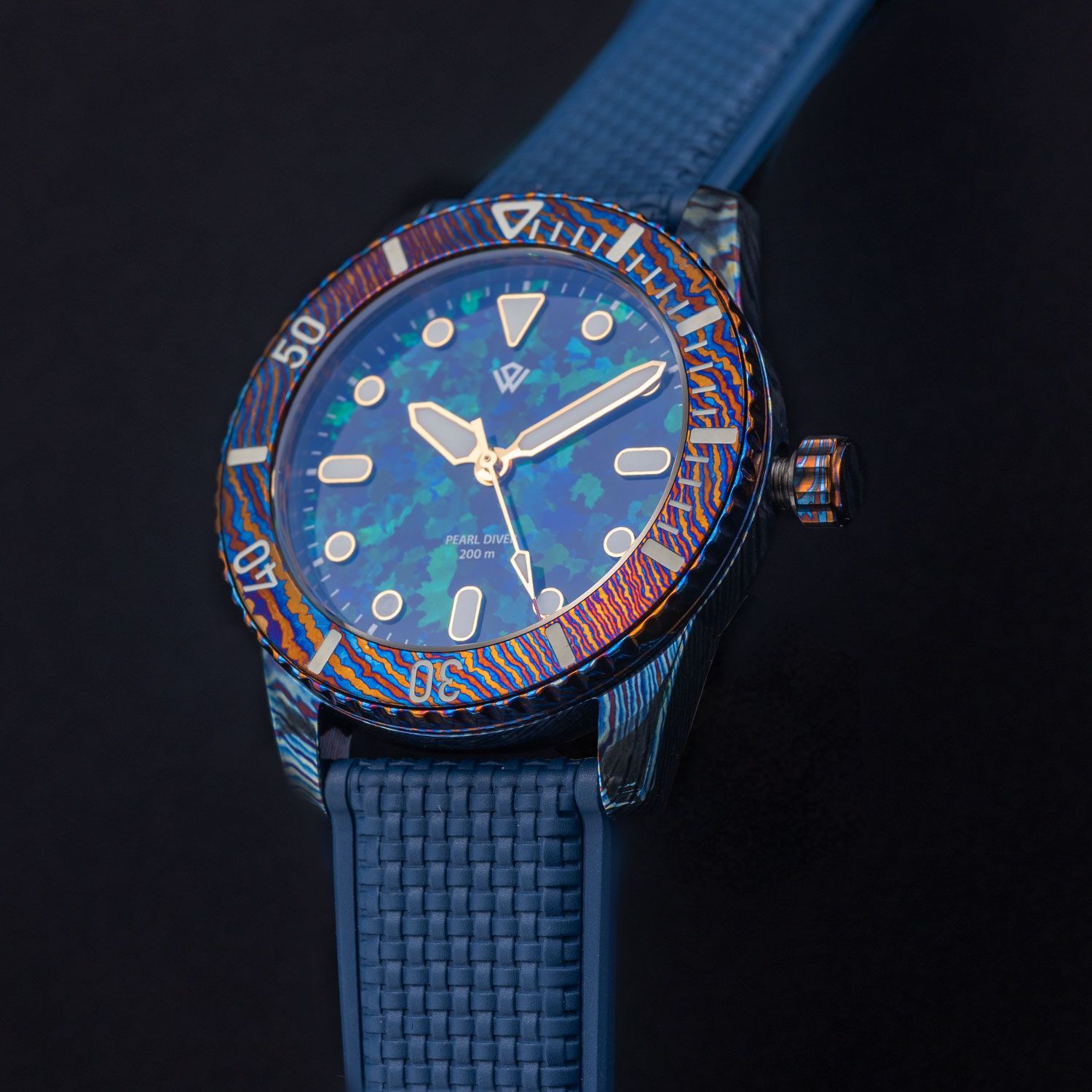 US STOCK Timascus Pearl Diver V2 - Dark Blue Opal (39 mm, 200 m) thumbnail 2