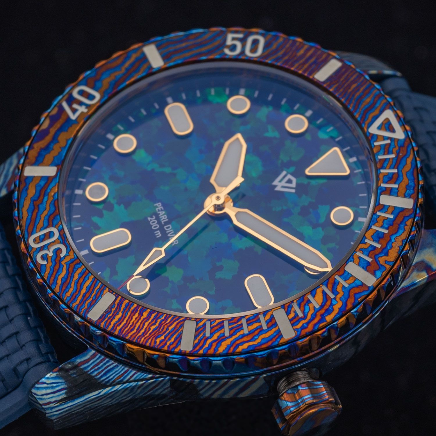 US STOCK Timascus Pearl Diver V2 - Dark Blue Opal (39 mm, 200 m) thumbnail 3