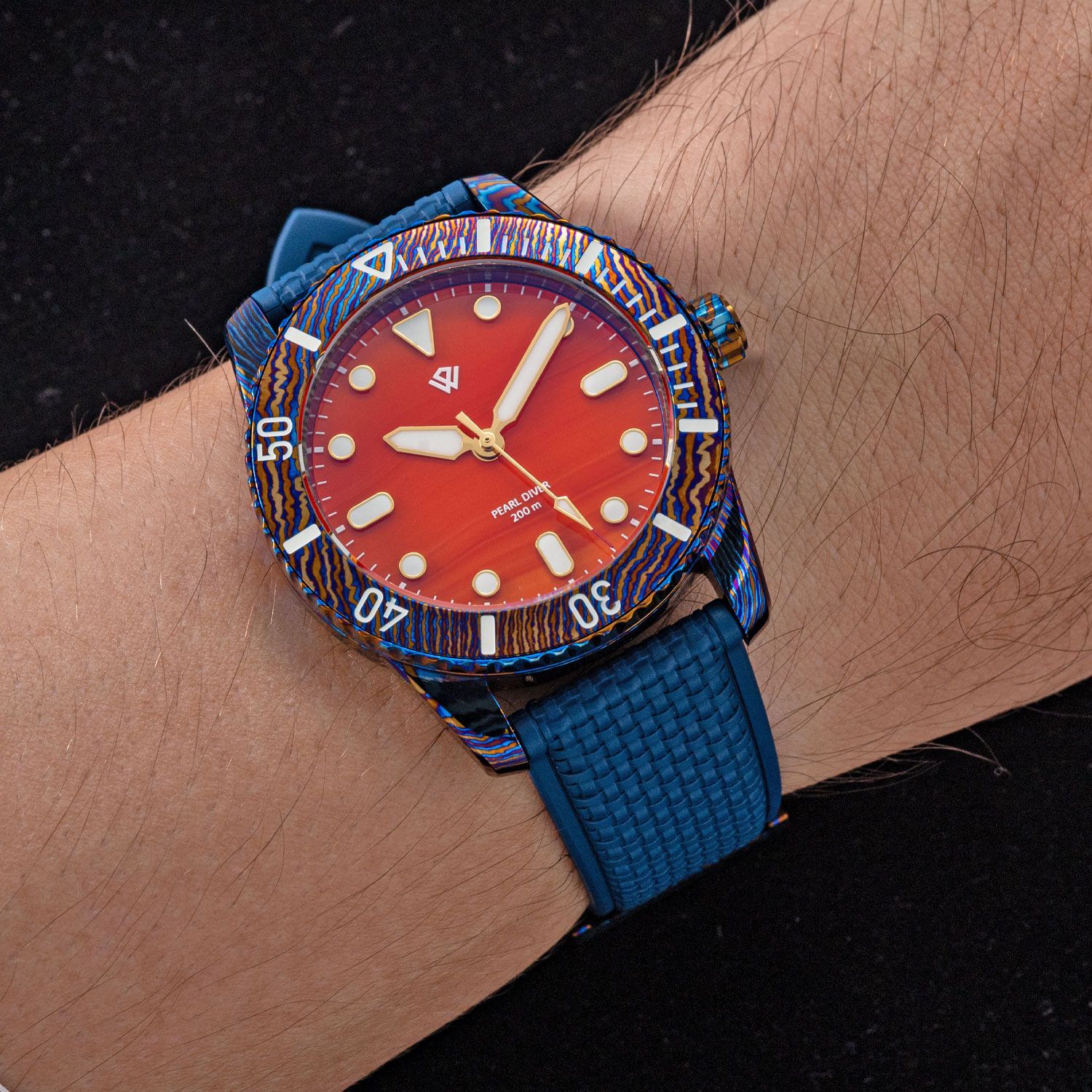 US STOCK Timascus Pearl Diver V2 - Orange Agate thumbnail 2