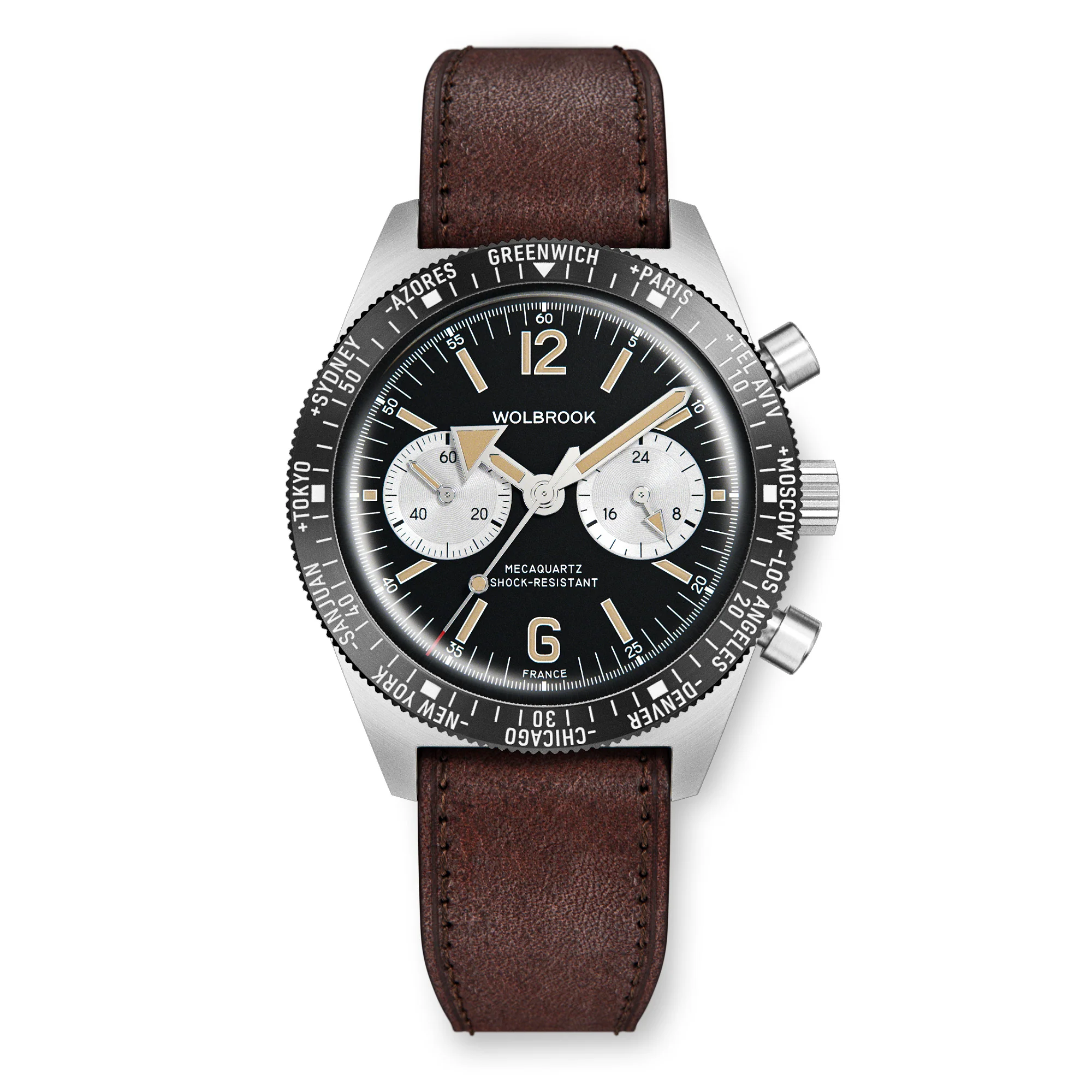 Skindiver WT Chrono-Mecaquartz Black Bezel Vintage Reverse Panda Chronograph thumbnail 2