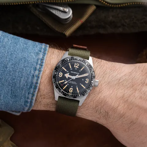 Skindiver WT Mecaquartz Watch - Vintage Lum & Steel Bezel with Black Aluminum Insert