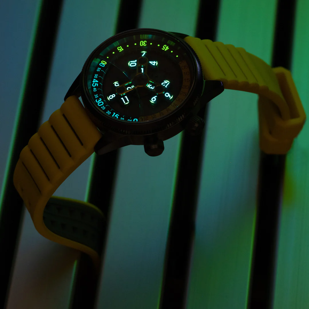 Vendetta II Automatic Wandering Hour Gunmetal Yellow thumbnail 2